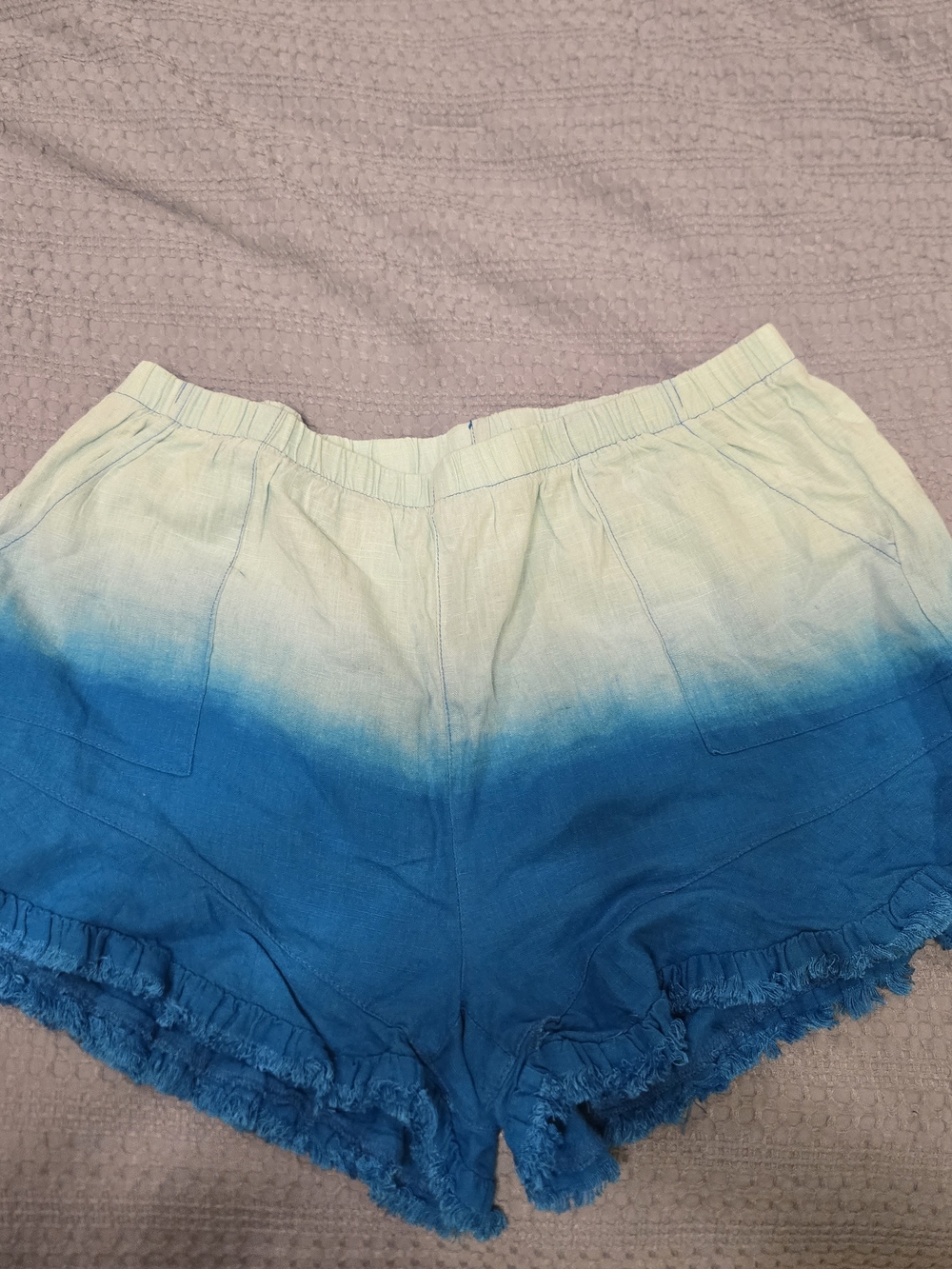 Umgee Blue Ombre High-Waist Linen Women’s Shorts